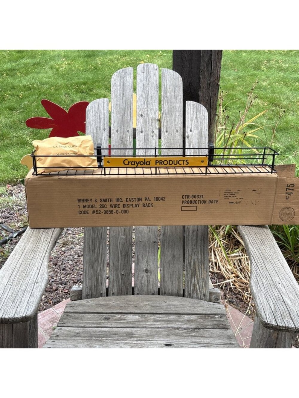 Vintage Crayola Wire Display Rack Counter Clamp w Rack Clips Binney & Smith NOS